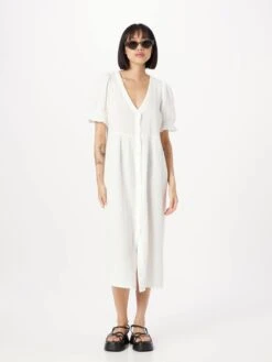 Monki Robes Fluides Robe-chemise Femme Blanc -Monki f8368843d395d883e09f4548b2f9a5f6