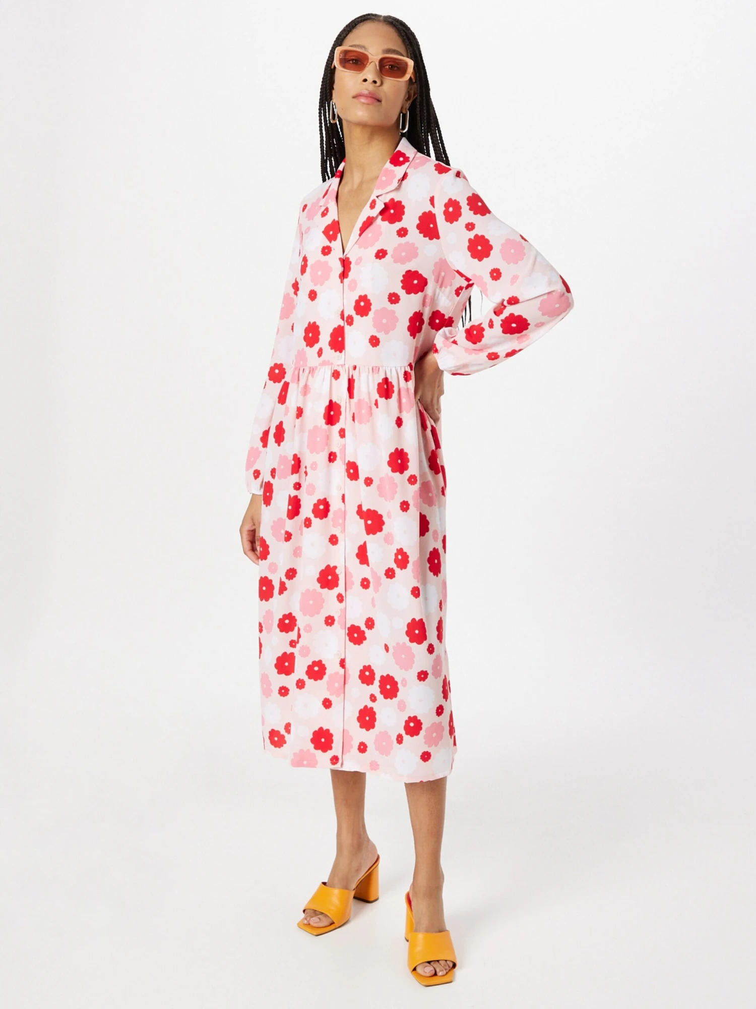 Monki Robes Fluides Robe-chemise Femme Rose / Rose 7 Monki Robes Fluides Robe-chemise Femme Rose / Rose – Image 5